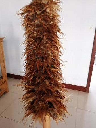 首先呢，包装非常好，绝对结实！
羽毛颜色靓丽，蓬松度很强很好！
长度呢，刚刚好，略微高点的地方也能够打扫到
杆子粗，用料厚道，非常值得购买