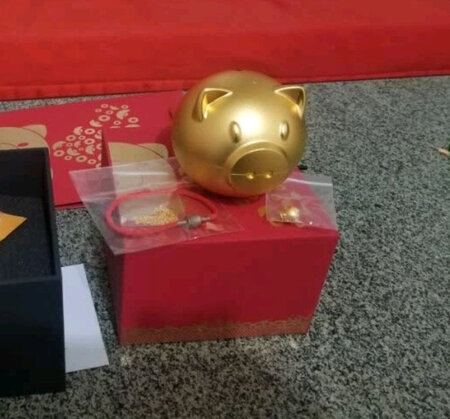 特别喜欢这个小金猪的创意设计。送个小外甥满月。孩子妈妈爱不释手 说自己先带来玩。算跟儿子借的 ? 看样子收到礼物的人书很满意 我送的也开心?