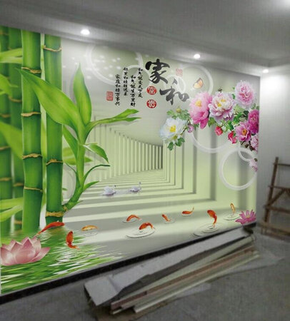 买的电视背景墙到了，大小合适，图案非常漂亮，家人很喜欢，快递非常给力，送货到家，以后有需要还要到他家买。