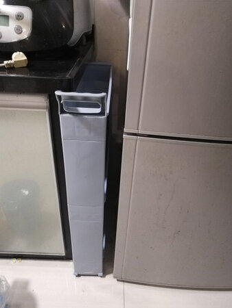 外观样式：外观简洁，安装简单，淡淡的蓝色，安静耐看。放在冰箱旁边，尺寸刚刚好，移动方便，小身材，容量大。
配送服务：虽然是在货量大的双11期间，但京东物流很快，只是比平时多等了一天时间，就收到货了。快递小哥很有礼貌，辛苦了！
商品质量：质量不错，对得起这个价钱
适合场景：该尺寸可以放在家里任何一个地方，只要有12cm的大小，就能放下。