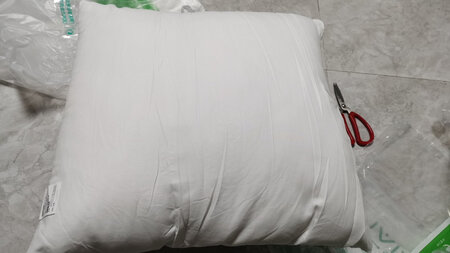 宝贝收到啦，昨天晚上下单，今天中午就收到啦，京东速度够快的哦！看大家说买大点，我40*40的，买了45*45装上饱满些！