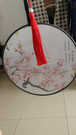 很漂亮的小扇子，花朵图案很漂亮