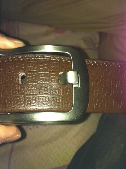 O英国保罗 时尚休闲 针扣腰带 对折牛皮皮带 正