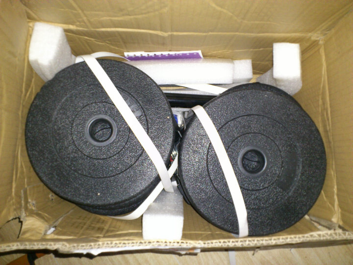 艾美仕 环保包胶哑铃20KG 哑铃片组合练臂肌