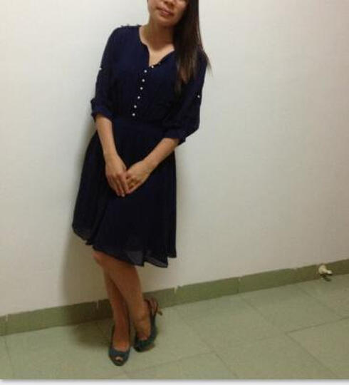 D 夏装新款高端女装韩版显瘦雪纺中袖连衣裙