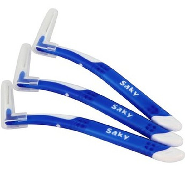 舒客(Saky) 专业口腔护理专业洁齿牙间刷 3支+3个护盖 颜色随机--清理的很干净,可以清理牙线清理不到的地方