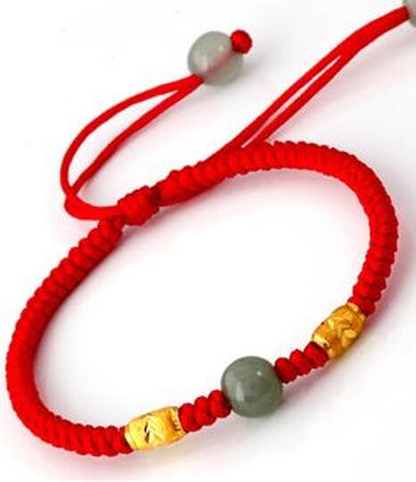 红色年轮 黄金转运珠手链 龙年本命年红绳手链