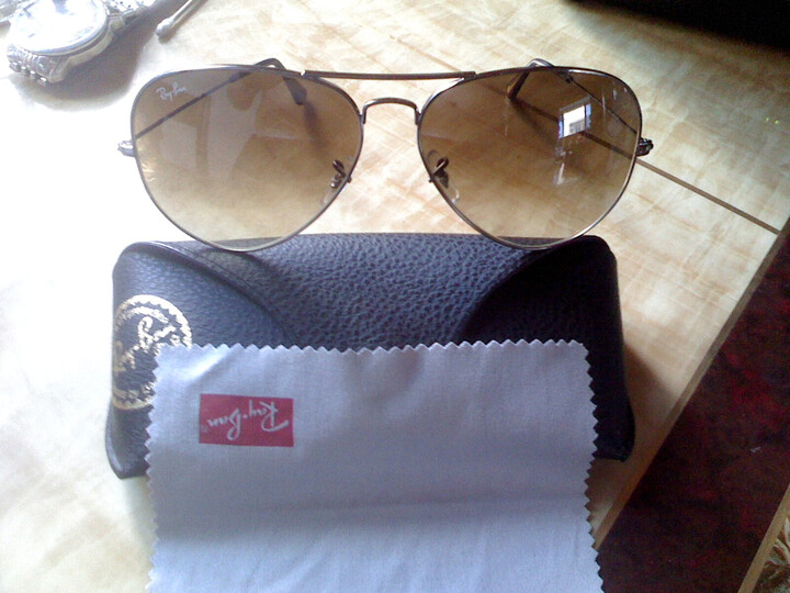 RAY-BAN 雷朋 中性款银框茶色渐变镜片经典蛤