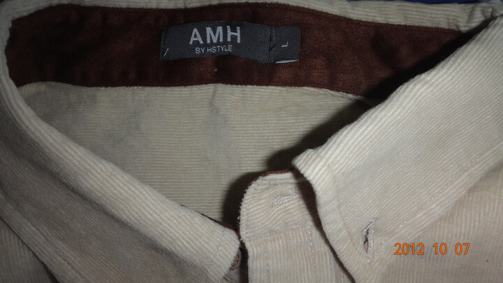 衬衫节韩都衣舍AMH 韩版长袖衬衫男装2014春