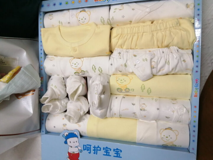 亿婴儿 婴儿衣服婴儿礼盒套装新生儿礼盒婴儿内衣17件套636-2 黄色 晒单图