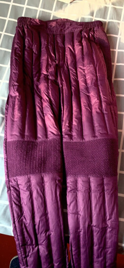 雅鹿中老年羽绒裤女内胆冬季90白鸭绒弹力高腰裤内穿裤子 紫色压花（膝部有盖） XL 晒单图