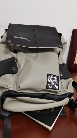 LIVEBOX EN DIRECT背包男士双肩包时尚潮流书包休闲大容量旅行电脑个性潮牌 灰色(小款) 晒单图