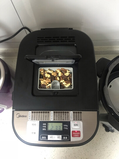 美的(Midea)面包机 早餐机 烤面包机 和面机 多功能 可预约全自动家用双撒料智能面包机 ESC1510 晒单图