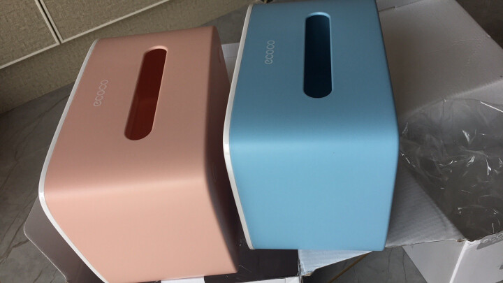 意可可纸巾盒客厅桌面抽纸盒收纳盒纸抽盒办公桌多功能卷纸盒 北欧蓝 晒单图