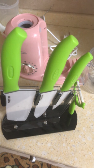 美瓷（MYCERA）陶瓷刀具五件套装 厨具套装全套 菜刀 厨师刀 瓜果刀（绿色）TE04F 晒单图