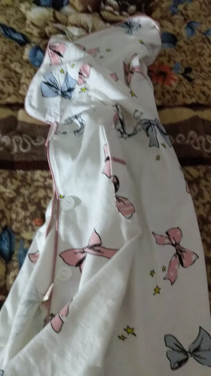 北极绒纯棉睡衣女四季家居服可外穿长袖开衫全棉休闲家居服套装B541102312-6 可爱蝴蝶结 XL 晒单图