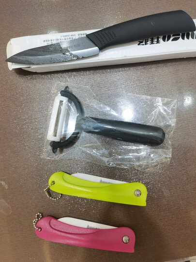 拜格BAYCO 水果刀3寸折叠削皮刀便携陶瓷刀玫红色BD8003 晒单图