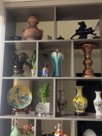 欢畅 景德镇陶瓷窑变冰裂纹花瓶 创意家居客厅中式花瓶 装饰品摆件 y 蓝色观音瓶  一个 晒单图
