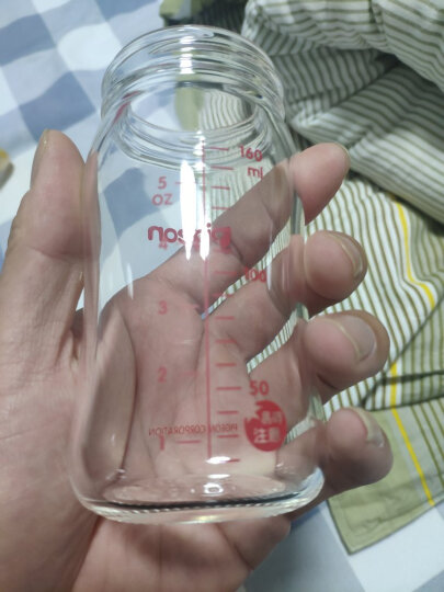 贝亲(Pigeon) 奶瓶 玻璃奶瓶 新生儿 宽口径玻璃奶瓶 婴儿奶瓶 160ml（绿色瓶盖）AA72 自然实感SS码 晒单图