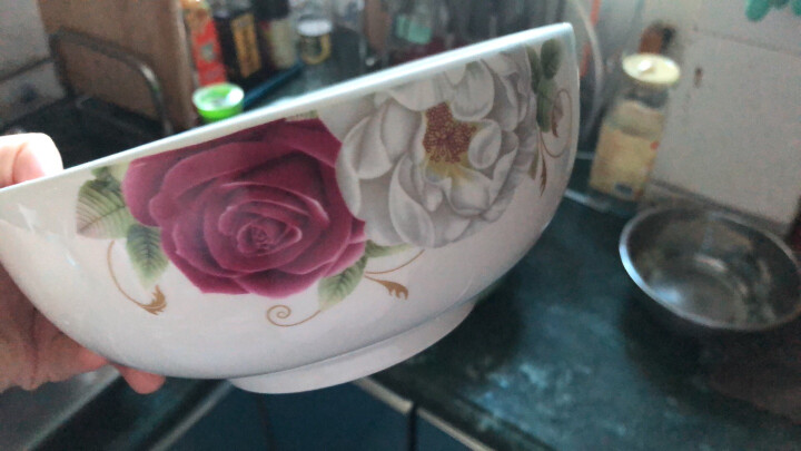 万毅陶瓷餐具 陶瓷碗套装(8英寸)大面碗陶瓷大汤碗韩式陶瓷泡面碗套装(2只装) 今生最爱 晒单图