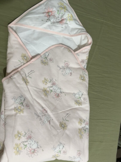 全棉时代婴儿秋冬加厚款抱被宝宝纯棉包被襁褓被子新生儿包被90x90cm 四季-卡通古兰尼奶牛 晒单图