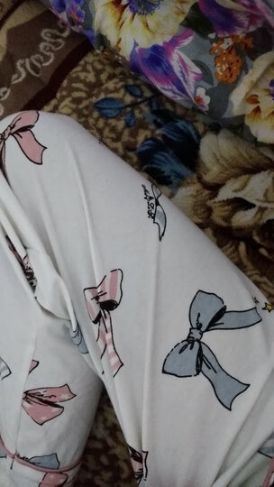 北极绒纯棉睡衣女四季家居服可外穿长袖开衫全棉休闲家居服套装B541102312-6 可爱蝴蝶结 XL 晒单图