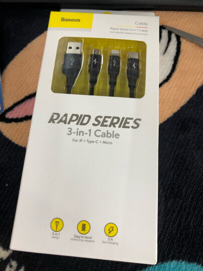 倍思 数据线三合一苹果/Type-c/安卓手机充电器线 iPhone11Pro Max/XR/8/6splus 小米华为p30电源线 1.2米 红 晒单图