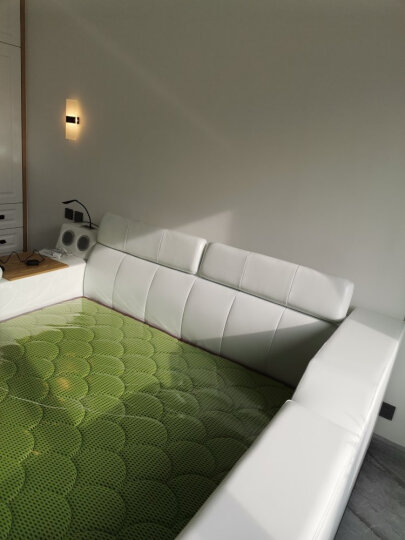 梵萨帝 床 皮床多功能床双人床1.8米 豪华尊享版（带投影仪） 床+乳胶椰棕双面床垫 晒单图