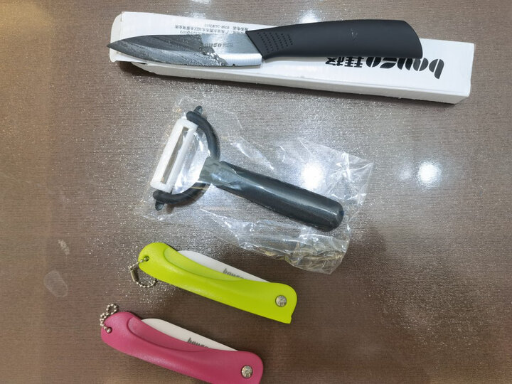 拜格BAYCO 水果刀3寸折叠削皮刀便携陶瓷刀玫红色BD8003 晒单图