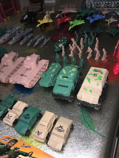 JEU小兵人玩具军事塑料打仗沙盘绿色坦克士兵战争军队场景儿童玩具 八路军兵人 50人 晒单图