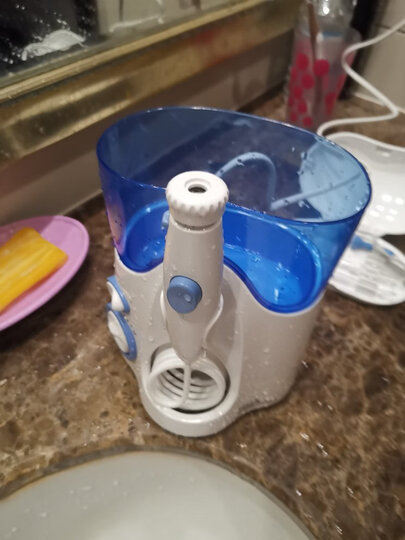 洁碧(Waterpik)冲牙器/水牙线/洗牙器/洁牙机 非电动牙刷 家用台式超效型蓝白款 WP-100EC 晒单图