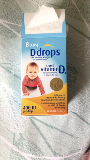Ddrops baby婴幼儿童宝宝维生素D3滴剂 0岁以上 2.5ml 90滴 400IU 晒单图