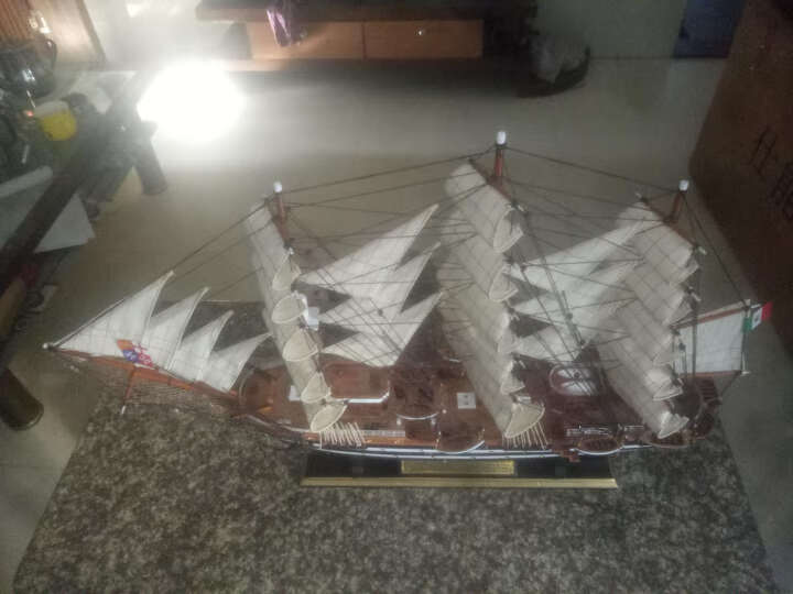 Snnei仿真实木帆船模型摆件 创意一帆风顺手工艺船 开业礼品乔迁礼物 《韦斯普奇号》90CM 晒单图