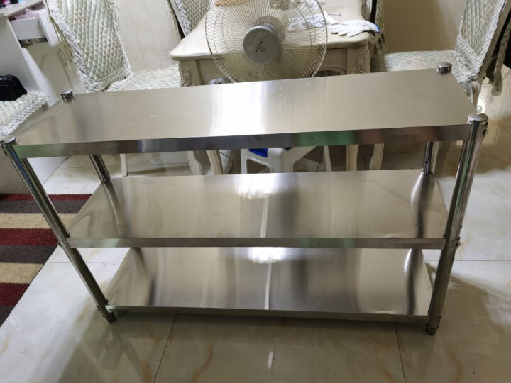 微波炉架厨房置物架 厨房收纳架锅架货架家用落地不锈钢架子 3层 长150宽35高80CM三层不锈钢货架 晒单图