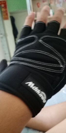 曼迪卡威健身手套女士器械训练耐磨防滑半指运动手套护具加长护腕 黑色男款M号 晒单图