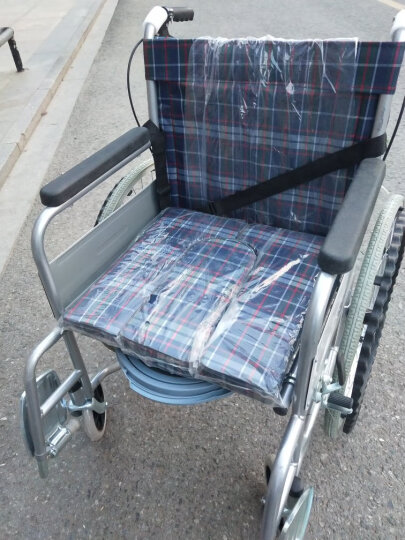 亿佰康轮椅车折叠轻便携 老年人残疾人手推动代步车 带坐便餐桌便盆桶刹车 轮椅红格 晒单图