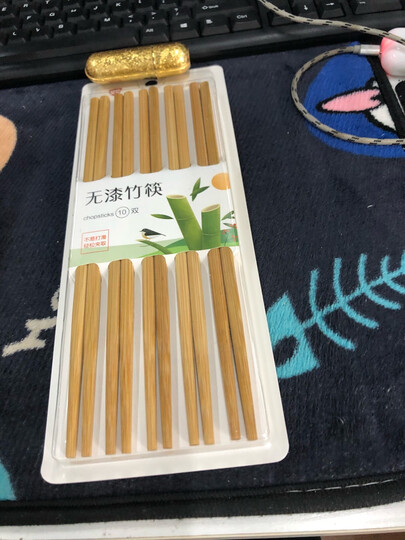 双枪(Suncha)筷子 天然原竹激光雕刻筷子 无漆无蜡家用竹筷10双装 KZ1012 晒单图