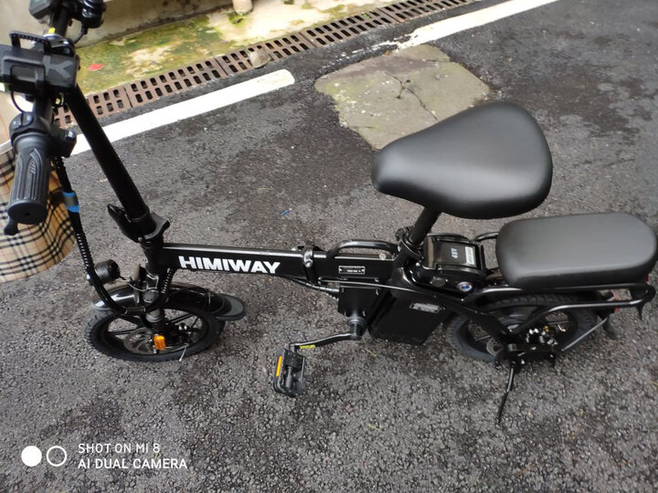 HIMIWAY嗨米 电动自行车代驾折叠电动车迷你锂电池电瓶车新国标成人小型滑板车男女单车 精英版黑色 汽车动力电芯 助力约60KM 保修5年 晒单图