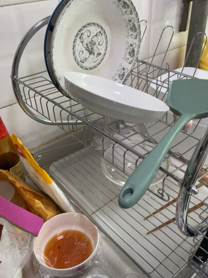 欧润哲 碗架 S型双层碗碟架晾碗架沥水架筷子筒厨房用品厨房置物架 晒单图
