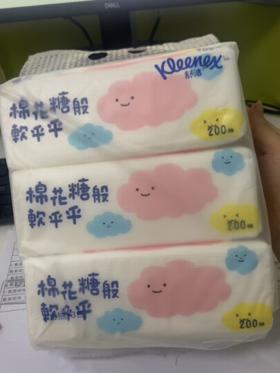 舒洁（Kleenex）卡通系列棉花糖抽纸2层200抽*3包装  柔软亲肤 原生木浆 晒单图