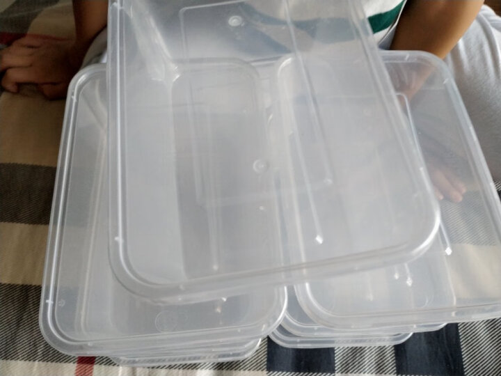 美丽雅 一次性快餐盒方形1000ml*20套外卖饭盒打包盒便当野餐汤碗水果加厚带盖塑料保鲜盒可微波炉 晒单图