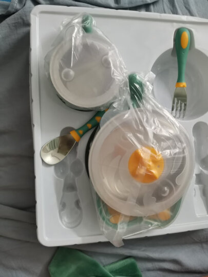 babycare儿童餐具套装保温碗婴儿碗耐热保温不锈钢吸盘碗婴儿餐具 草莓薄荷绿3件套 晒单图