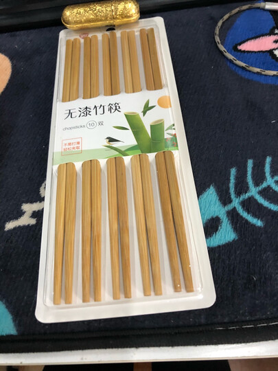 双枪(Suncha)筷子 天然原竹激光雕刻筷子 无漆无蜡家用竹筷10双装 KZ1012 晒单图
