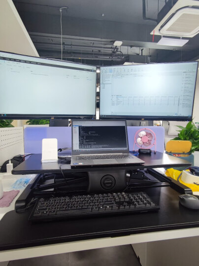 Brateck北弧 站立办公升降台 电脑桌 站立式电脑升降支架 显示器增高架 工作台式书桌办公桌子D450武士黑 晒单图