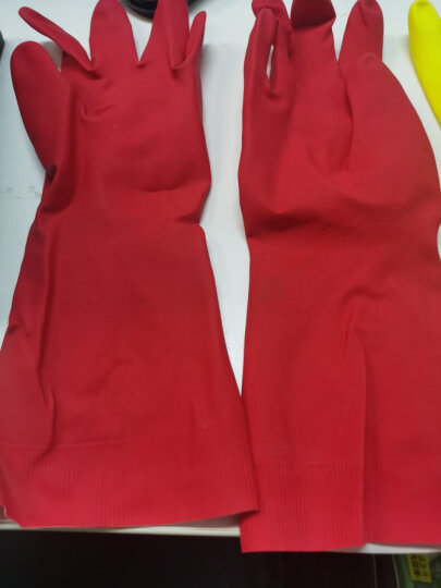 3M 橡胶手套 耐用型防水防滑家务清洁手套 柔韧加厚手套中号 苹果红 晒单图