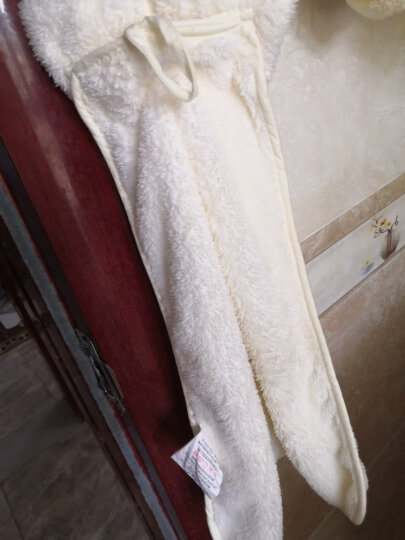 三利 珊瑚绒蝴蝶结挂式擦手巾 加厚不掉毛强吸水 浴室厨房居家多用途抹手毛巾 30×44cm 象牙色 晒单图