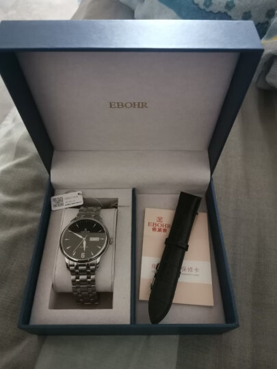 依波（EBOHR）手表男 大师系列时尚黑面皮带机械男表钟表36130412 晒单图