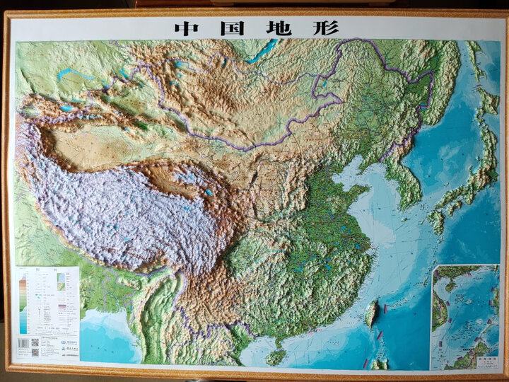 【3d精雕】2021年 世界地形图凹凸版 中国地形图挂图 1.1*0.