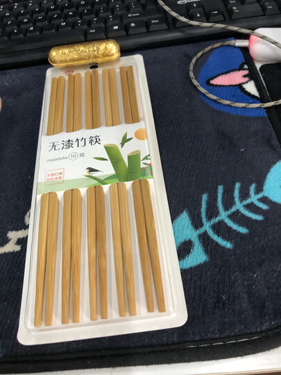 双枪(Suncha)筷子 天然原竹激光雕刻筷子 无漆无蜡家用竹筷10双装 KZ1012 晒单图