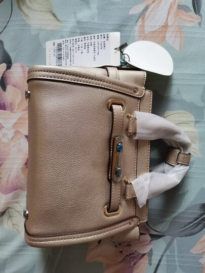 拉菲斯汀女包单肩包女牛皮女包斜跨背包手提包女士包包国庆婚庆晚宴新娘包618623 香槟金_小版 机车包 晒单图
